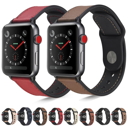 Paste Leather TPU Watch Band For Apple Watch Series 9&8&7 41mm / SE 3&SE 2&6&SE&5&4 40mm / 3&2&1 38mm(Red) by bashfashion