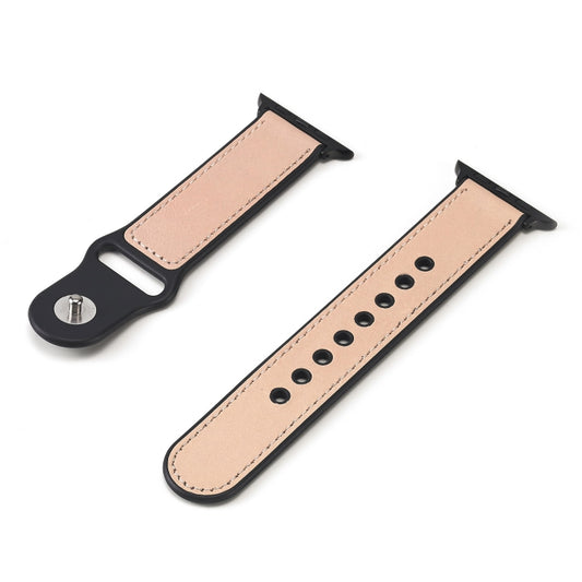 Paste Leather TPU Watch Band For Apple Watch Series 7 45mm / 6 & SE & 5 & 4 44mm / 3 & 2 & 1 42mm(Pink) by bashfashion
