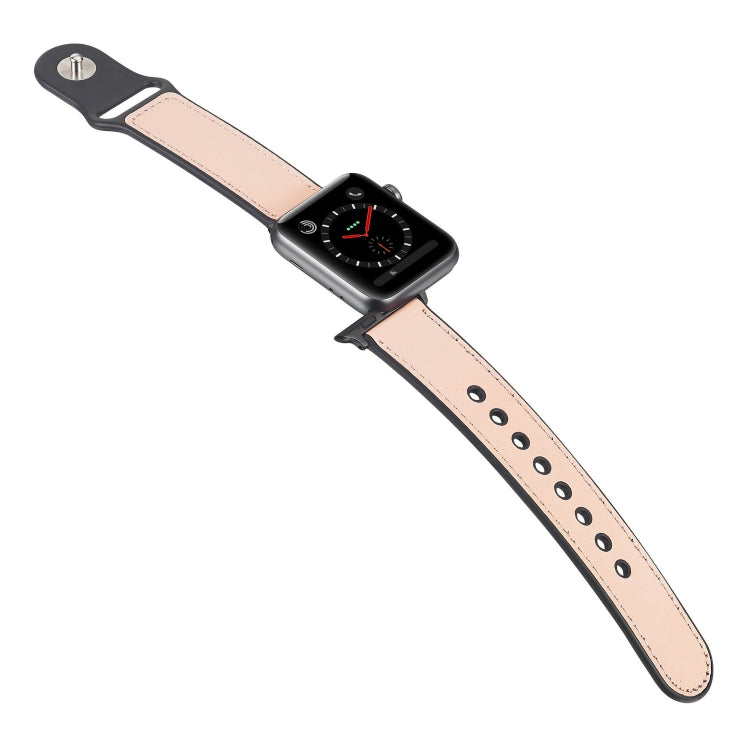 Paste Leather TPU Watch Band For Apple Watch Series 7 45mm / 6 & SE & 5 & 4 44mm / 3 & 2 & 1 42mm(Pink) by bashfashion