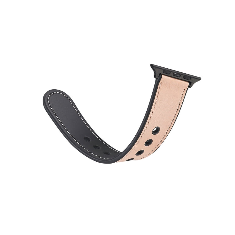 Paste Leather TPU Watch Band For Apple Watch Series 7 45mm / 6 & SE & 5 & 4 44mm / 3 & 2 & 1 42mm(Pink) by bashfashion