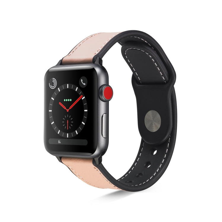 Paste Leather TPU Watch Band For Apple Watch Series 7 45mm / 6 & SE & 5 & 4 44mm / 3 & 2 & 1 42mm(Pink) by bashfashion