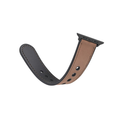 Paste Leather TPU Watch Band For Apple Watch Series 7 45mm / 6 & SE & 5 & 4 44mm / 3 & 2 & 1 42mm(Light Brown) by bashfashion