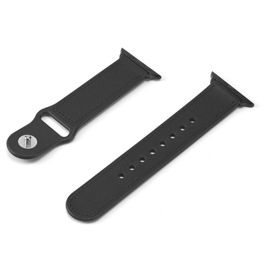 Paste Leather TPU Watch Band For Apple Watch Series 7 45mm / 6 & SE & 5 & 4 44mm / 3 & 2 & 1 42mm(Black) by bashfashion