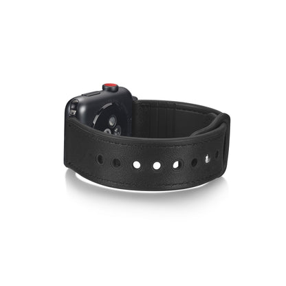 Paste Leather TPU Watch Band For Apple Watch Series 7 45mm / 6 & SE & 5 & 4 44mm / 3 & 2 & 1 42mm(Black) by bashfashion