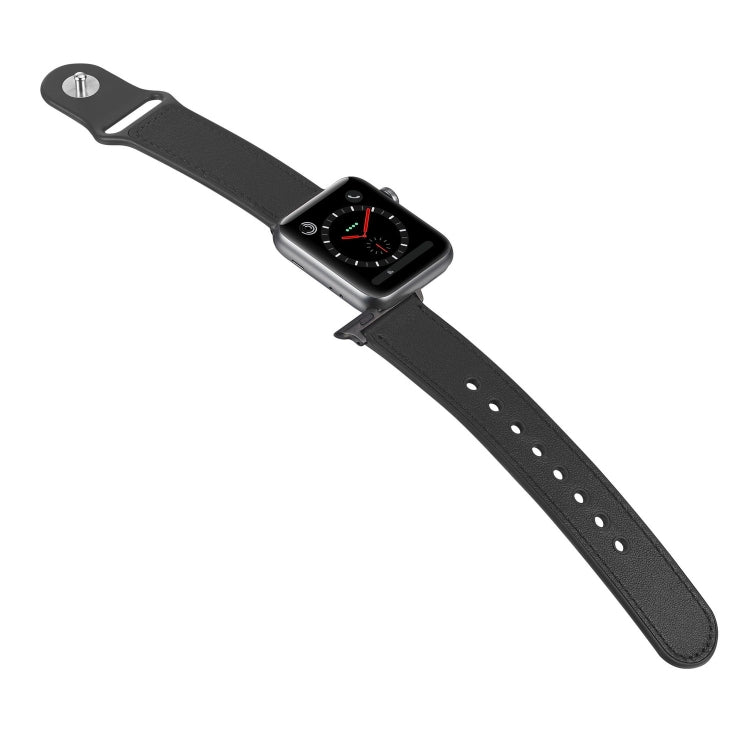 Paste Leather TPU Watch Band For Apple Watch Series 7 45mm / 6 & SE & 5 & 4 44mm / 3 & 2 & 1 42mm(Black) by bashfashion
