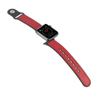 Paste Leather TPU Watch Band For Apple Watch Series 7 45mm / 6 & SE & 5 & 4 44mm / 3 & 2 & 1 42mm(Red) by bashfashion