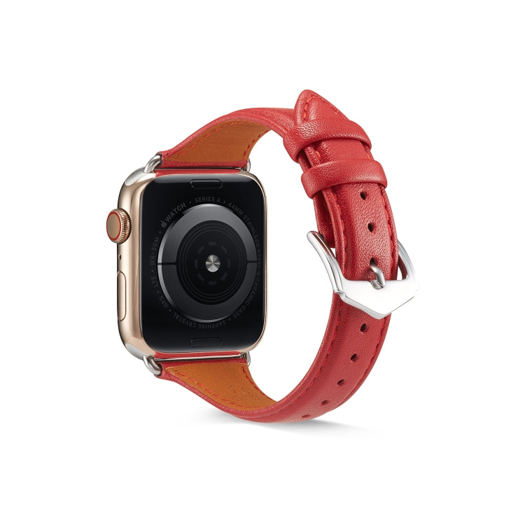 Genuine Leather Watch Band For Apple Watch Series 9&8&7 41mm / SE 3&SE 2&6&SE&5&4 40mm / 3&2&1 38mm(Red) by bashfashion