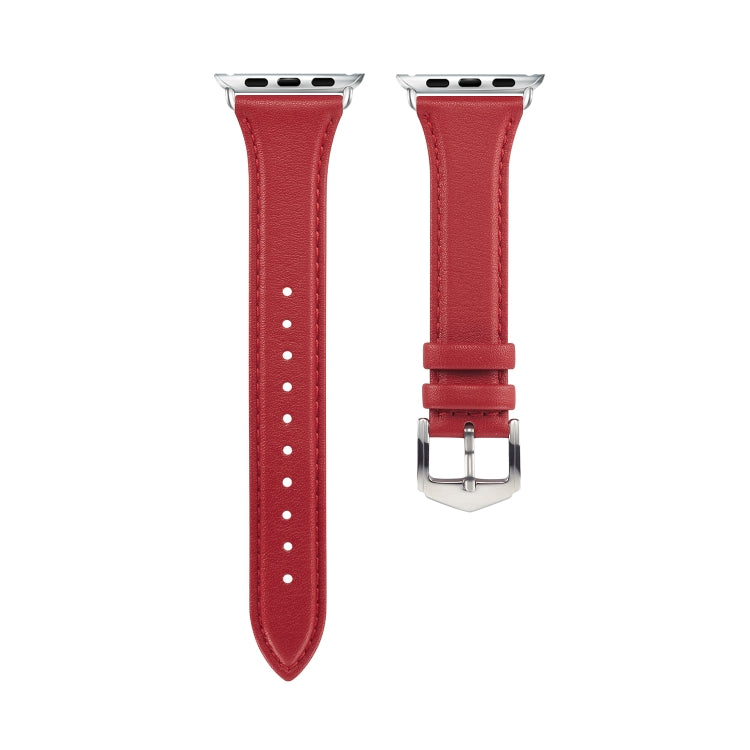 Genuine Leather Watch Band For Apple Watch Series 9&8&7 41mm / SE 3&SE 2&6&SE&5&4 40mm / 3&2&1 38mm(Red) by bashfashion