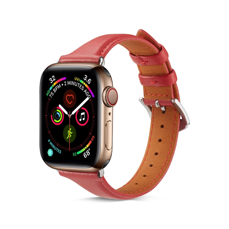 Genuine Leather Watch Band For Apple Watch Series 9&8&7 41mm / SE 3&SE 2&6&SE&5&4 40mm / 3&2&1 38mm(Red) by bashfashion