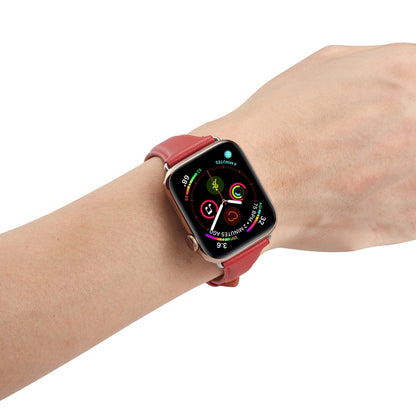 Genuine Leather Watch Band For Apple Watch Series 9&8&7 41mm / SE 3&SE 2&6&SE&5&4 40mm / 3&2&1 38mm(Red) by bashfashion