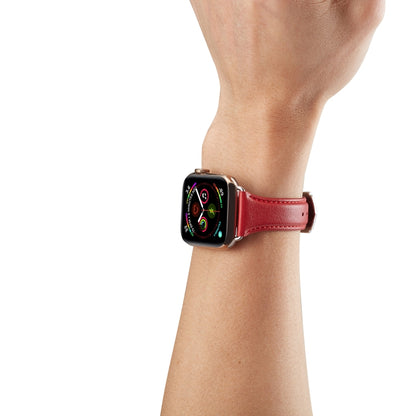 Genuine Leather Watch Band For Apple Watch Series 9&8&7 41mm / SE 3&SE 2&6&SE&5&4 40mm / 3&2&1 38mm(Red) by bashfashion