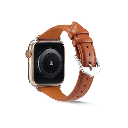 Genuine Leather Watch Band For Apple Watch Series 7 41mm / 6 & SE & 5 & 4 40mm / 3 & 2 & 1 38mm(Brown) by bashfashion