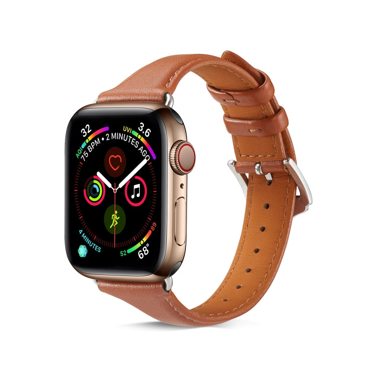 Genuine Leather Watch Band For Apple Watch Series 7 41mm / 6 & SE & 5 & 4 40mm / 3 & 2 & 1 38mm(Brown) by bashfashion