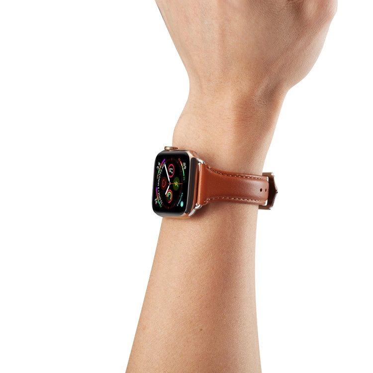 Genuine Leather Watch Band For Apple Watch Series 7 41mm / 6 & SE & 5 & 4 40mm / 3 & 2 & 1 38mm(Brown) by bashfashion