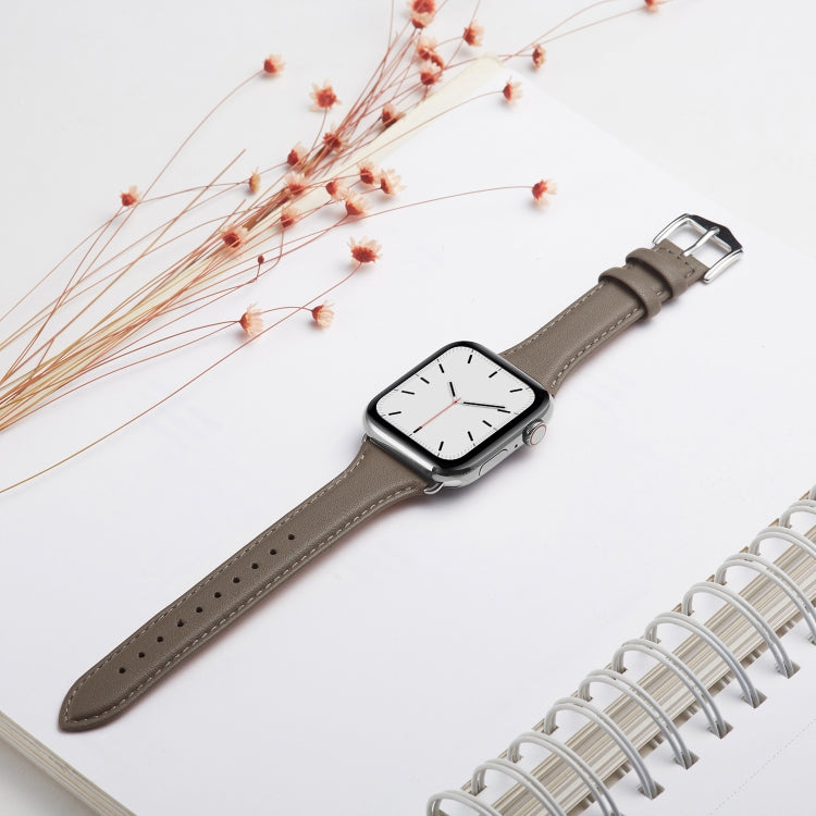 Genuine Leather Watch Band For Apple Watch Series 7 41mm / 6 & SE & 5 & 4 40mm / 3 & 2 & 1 38mm(Grey) by bashfashion