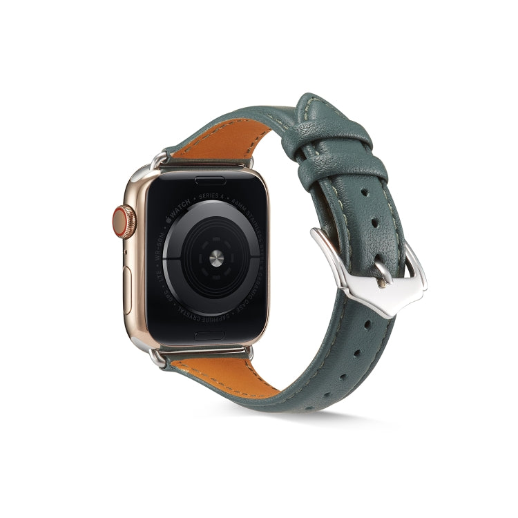 Genuine Leather Watch Band For Apple Watch Series 9&8&7 41mm / SE 3&SE 2&6&SE&5&4 40mm / 3&2&1 38mm(Green) by bashfashion