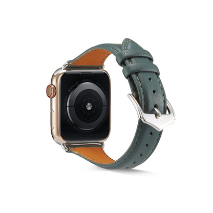 Genuine Leather Watch Band For Apple Watch Series 9&8&7 41mm / SE 3&SE 2&6&SE&5&4 40mm / 3&2&1 38mm(Green) by bashfashion