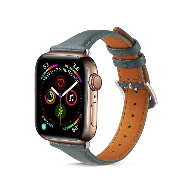 Genuine Leather Watch Band For Apple Watch Series 9&8&7 41mm / SE 3&SE 2&6&SE&5&4 40mm / 3&2&1 38mm(Green) by bashfashion