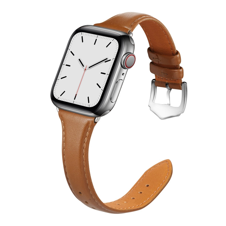 Genuine Leather Watch Band For Apple Watch Ultra 49mm&Watch Ultra 2 49mm / Series 9&8&7 45mm / SE 3&SE 2&6&SE&5&4 44mm / 3&2&1 42mm(Brown) by bashfashion