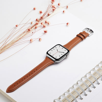 Genuine Leather Watch Band For Apple Watch Ultra 49mm&Watch Ultra 2 49mm / Series 9&8&7 45mm / SE 3&SE 2&6&SE&5&4 44mm / 3&2&1 42mm(Brown) by bashfashion