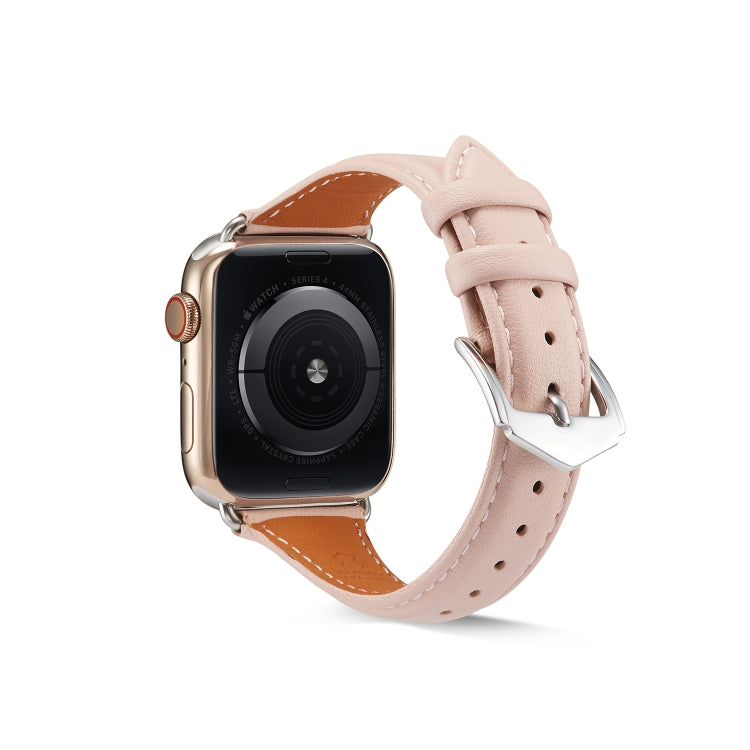 Genuine Leather Watch Band For Apple Watch Series 7 45mm / 6 & SE & 5 & 4 44mm / 3 & 2 & 1 42mm(Pink) by bashfashion