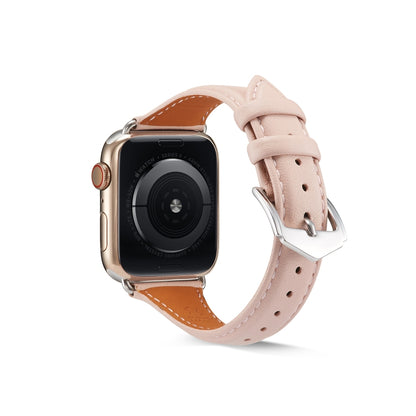 Genuine Leather Watch Band For Apple Watch Series 7 45mm / 6 & SE & 5 & 4 44mm / 3 & 2 & 1 42mm(Pink) by bashfashion