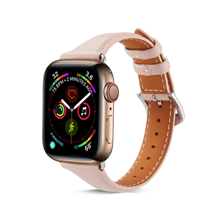 Genuine Leather Watch Band For Apple Watch Series 7 45mm / 6 & SE & 5 & 4 44mm / 3 & 2 & 1 42mm(Pink) by bashfashion