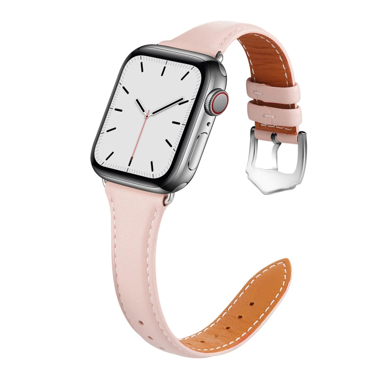 Genuine Leather Watch Band For Apple Watch Series 7 45mm / 6 & SE & 5 & 4 44mm / 3 & 2 & 1 42mm(Pink) by bashfashion