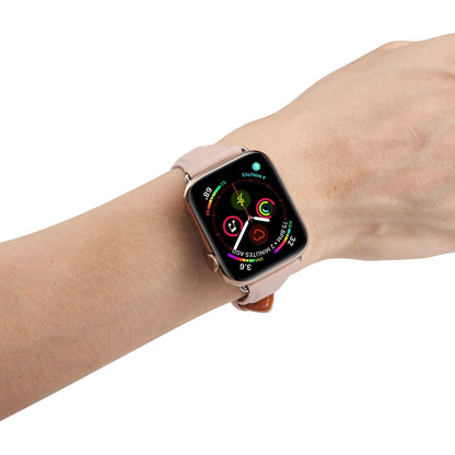 Genuine Leather Watch Band For Apple Watch Series 7 45mm / 6 & SE & 5 & 4 44mm / 3 & 2 & 1 42mm(Pink) by bashfashion