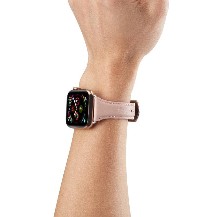 Genuine Leather Watch Band For Apple Watch Series 7 45mm / 6 & SE & 5 & 4 44mm / 3 & 2 & 1 42mm(Pink) by bashfashion
