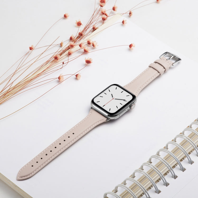 Genuine Leather Watch Band For Apple Watch Series 7 45mm / 6 & SE & 5 & 4 44mm / 3 & 2 & 1 42mm(Pink) by bashfashion