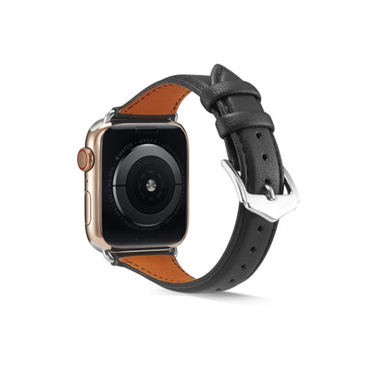 Genuine Leather Watch Band For Apple Watch Series 7 45mm / 6 & SE & 5 & 4 44mm / 3 & 2 & 1 42mm(Black) by bashfashion
