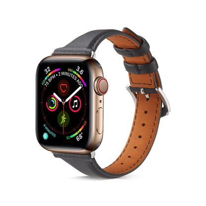 Genuine Leather Watch Band For Apple Watch Series 7 45mm / 6 & SE & 5 & 4 44mm / 3 & 2 & 1 42mm(Black) by bashfashion