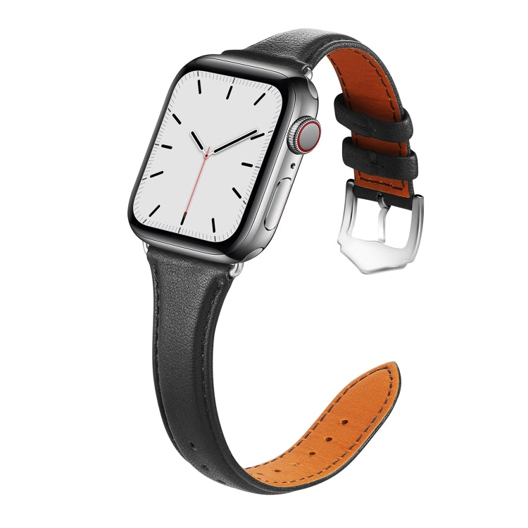Genuine Leather Watch Band For Apple Watch Series 7 45mm / 6 & SE & 5 & 4 44mm / 3 & 2 & 1 42mm(Black) by bashfashion