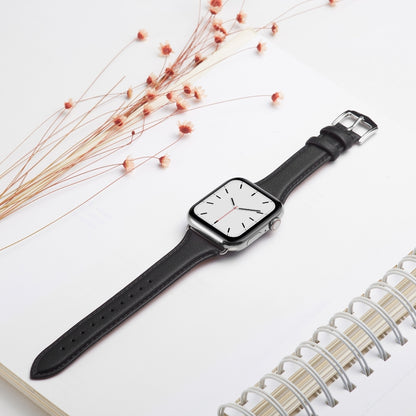 Genuine Leather Watch Band For Apple Watch Series 7 45mm / 6 & SE & 5 & 4 44mm / 3 & 2 & 1 42mm(Black) by bashfashion