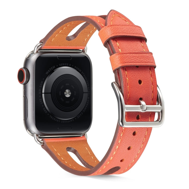 Top-grain Leather Watch Band For Apple Watch Series 9&8&7 41mm / SE 3&SE 2&6&SE&5&4 40mm / 3&2&1 38mm(Red) by bashfashion