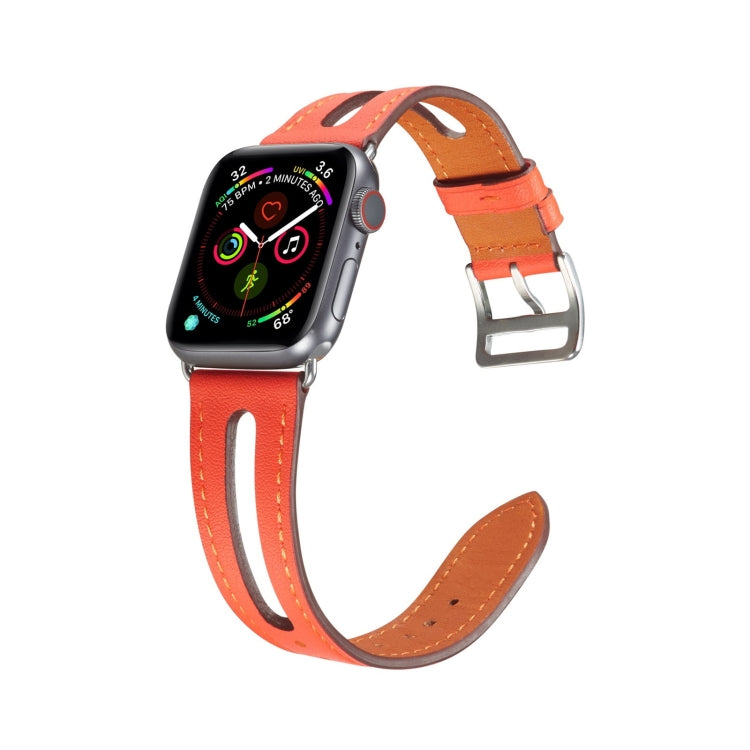 Top-grain Leather Watch Band For Apple Watch Series 9&8&7 41mm / SE 3&SE 2&6&SE&5&4 40mm / 3&2&1 38mm(Red) by bashfashion