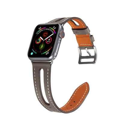 Top-grain Leather Watch Band For Apple Watch Series 9&8&7 41mm / SE 3&SE 2&6&SE&5&4 40mm / 3&2&1 38mm(Grey) by bashfashion