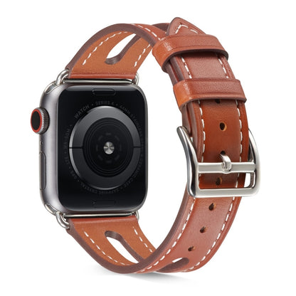 Top-grain Leather Watch Band For Apple Watch Ultra 49mm&Watch Ultra 2 49mm / Series 9&8&7 45mm / SE 3&SE 2&6&SE&5&4 44mm / 3&2&1 42mm(Brown) by bashfashion