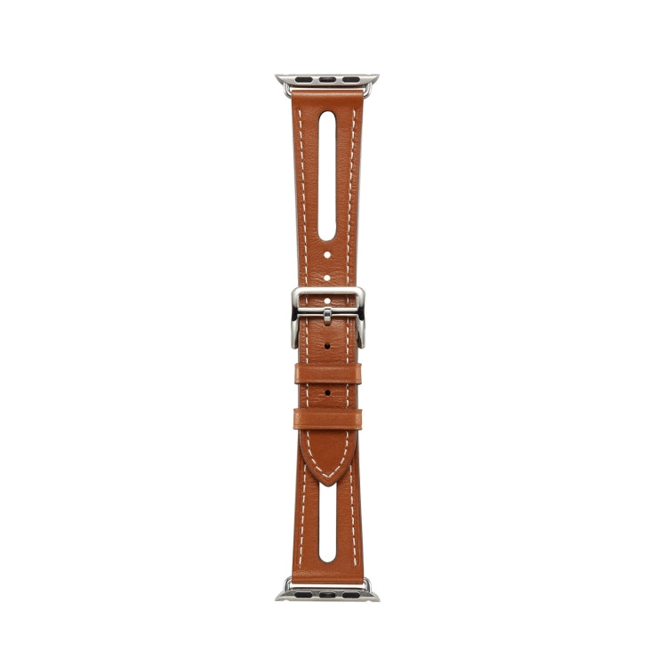 Top-grain Leather Watch Band For Apple Watch Ultra 49mm&Watch Ultra 2 49mm / Series 9&8&7 45mm / SE 3&SE 2&6&SE&5&4 44mm / 3&2&1 42mm(Brown) by bashfashion