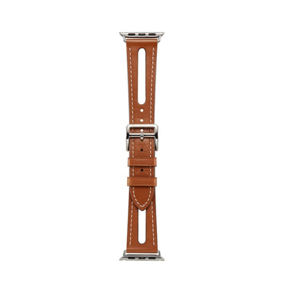 Top-grain Leather Watch Band For Apple Watch Ultra 49mm&Watch Ultra 2 49mm / Series 9&8&7 45mm / SE 3&SE 2&6&SE&5&4 44mm / 3&2&1 42mm(Brown) by bashfashion