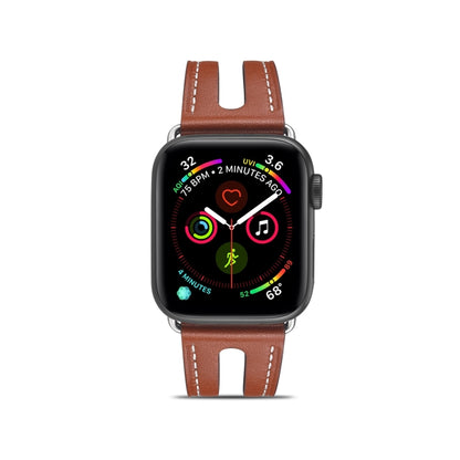 Top-grain Leather Watch Band For Apple Watch Ultra 49mm&Watch Ultra 2 49mm / Series 9&8&7 45mm / SE 3&SE 2&6&SE&5&4 44mm / 3&2&1 42mm(Brown) by bashfashion