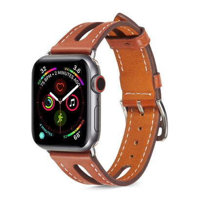 Top-grain Leather Watch Band For Apple Watch Ultra 49mm&Watch Ultra 2 49mm / Series 9&8&7 45mm / SE 3&SE 2&6&SE&5&4 44mm / 3&2&1 42mm(Brown) by bashfashion
