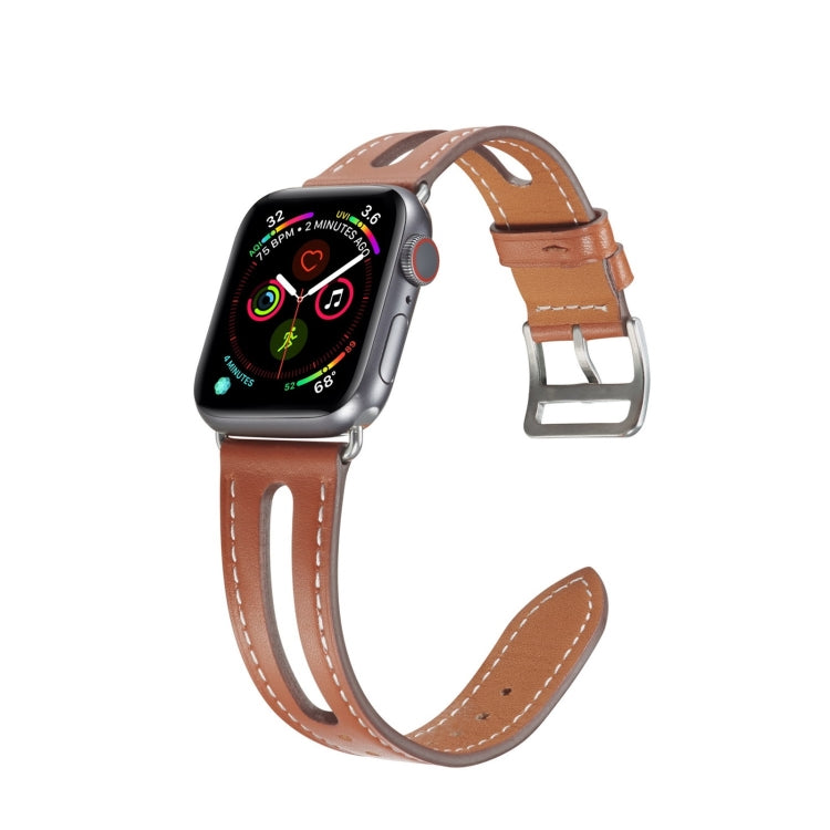 Top-grain Leather Watch Band For Apple Watch Ultra 49mm&Watch Ultra 2 49mm / Series 9&8&7 45mm / SE 3&SE 2&6&SE&5&4 44mm / 3&2&1 42mm(Brown) by bashfashion