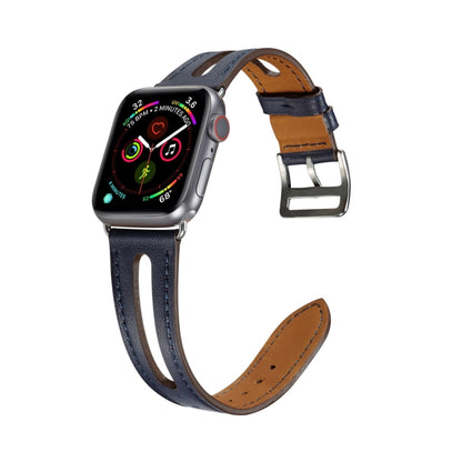 Top-grain Leather Watch Band For Apple Watch Series 7 45mm / 6 & SE & 5 & 4 44mm / 3 & 2 & 1 42mm(Dark Blue) by bashfashion