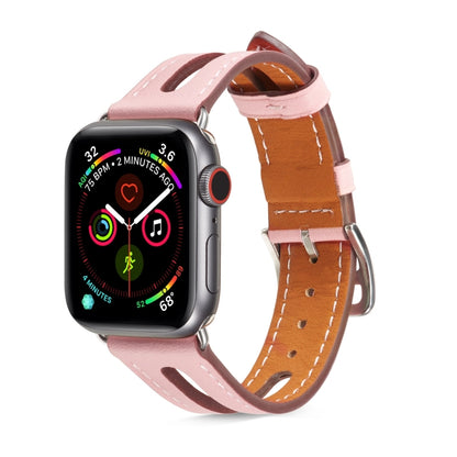 Top-grain Leather Watch Band For Apple Watch Ultra 49mm&Watch Ultra 2 49mm / Series 9&8&7 45mm / SE 3&SE 2&6&SE&5&4 44mm / 3&2&1 42mm(Pink) by bashfashion