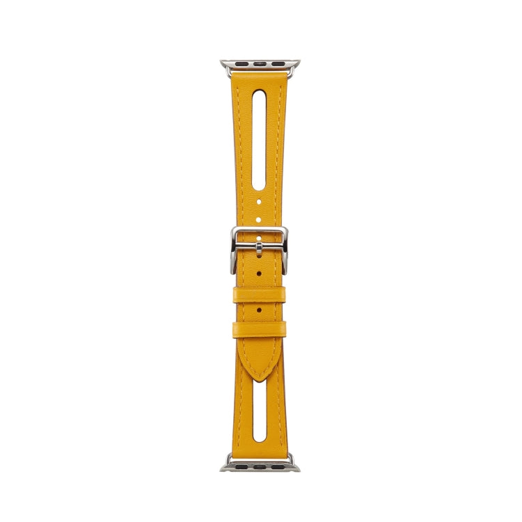 Top-grain Leather Watch Band For Apple Watch Ultra 49mm&Watch Ultra 2 49mm / Series 9&8&7 45mm / SE 3&SE 2&6&SE&5&4 44mm / 3&2&1 42mm(Yellow) by bashfashion
