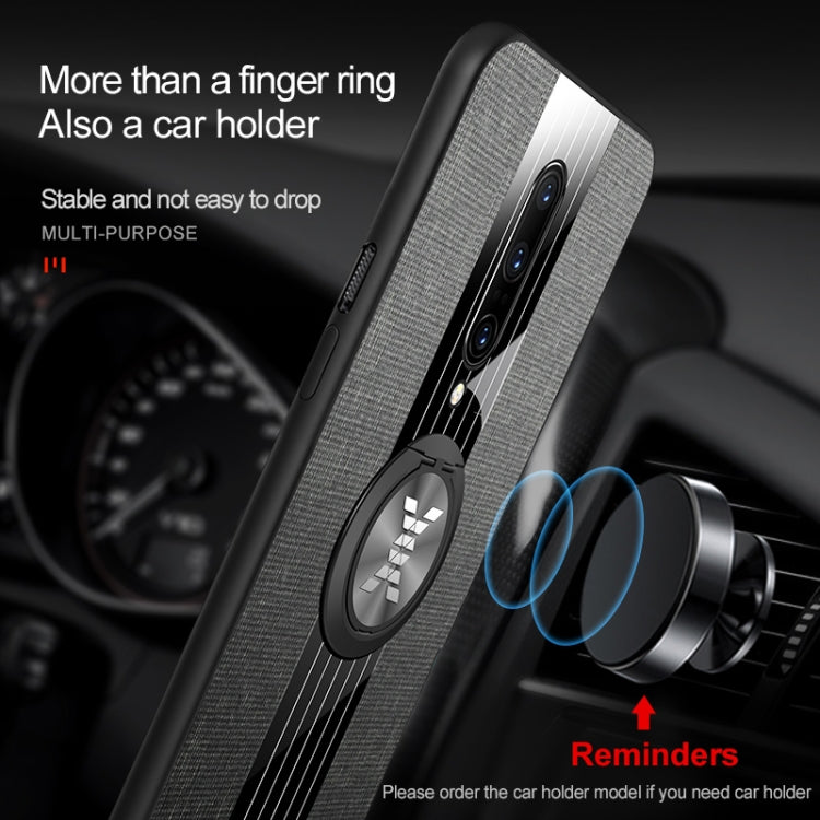 For OnePlus 6 XINLI Stitching Cloth Texture Shockproof TPU Protective Case with Ring Holder(Blue) by XINLI