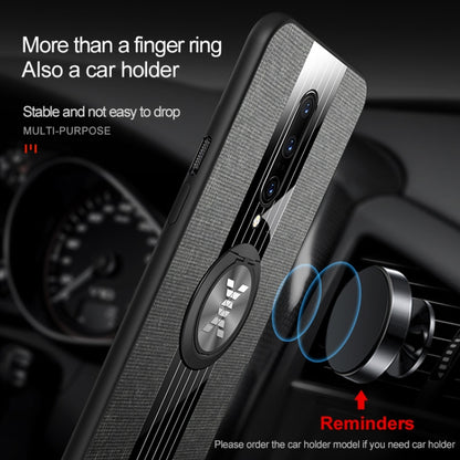 For OnePlus 6 XINLI Stitching Cloth Texture Shockproof TPU Protective Case with Ring Holder(Blue) by XINLI