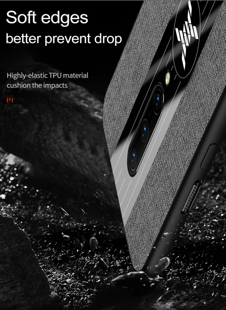 For OnePlus 6T XINLI Stitching Cloth Texture Shockproof TPU Protective Case with Ring Holder(Blue) by XINLI